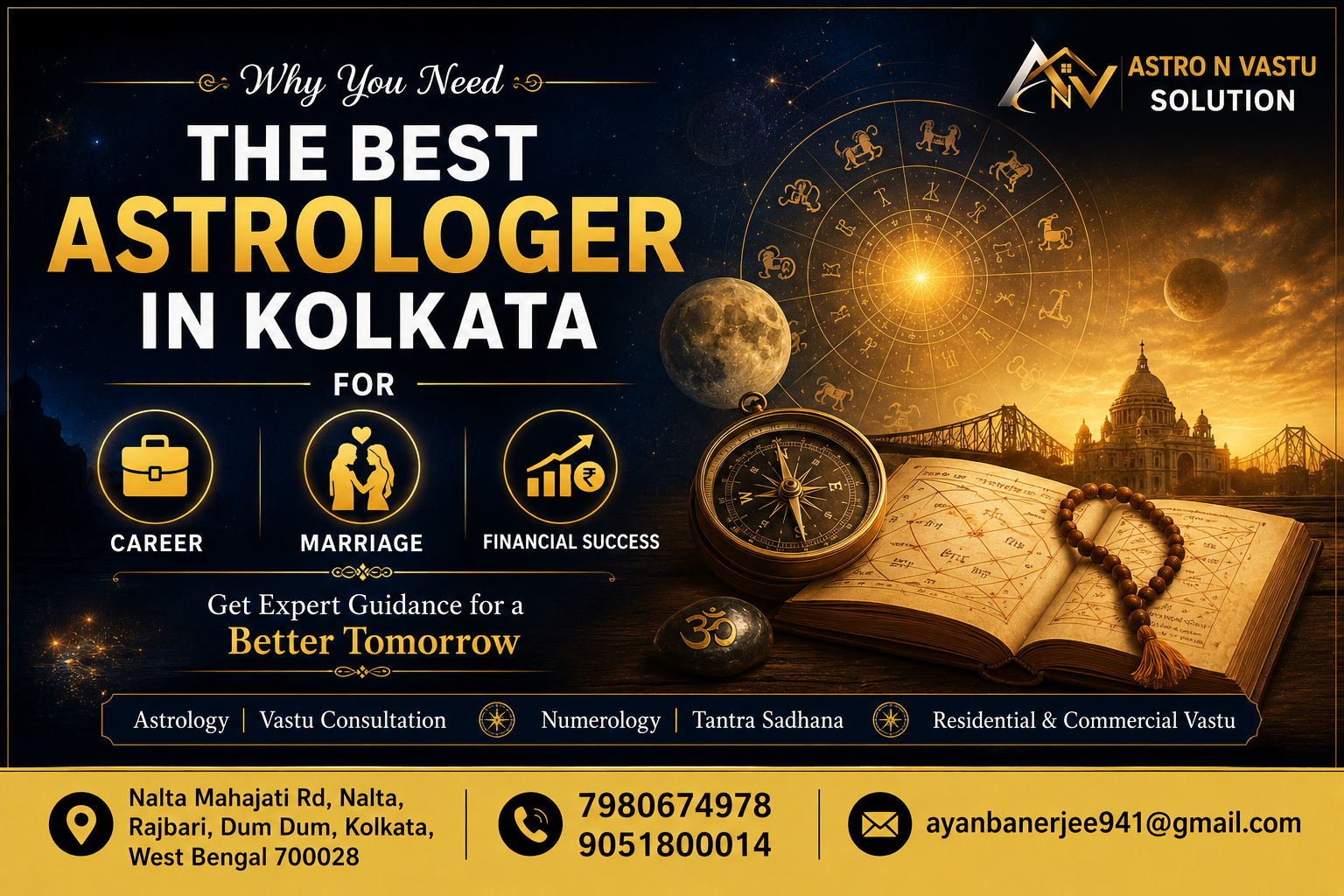 Best Astrologer in Kolkata for career, marriage and financial success with astrology and Vastu guidance